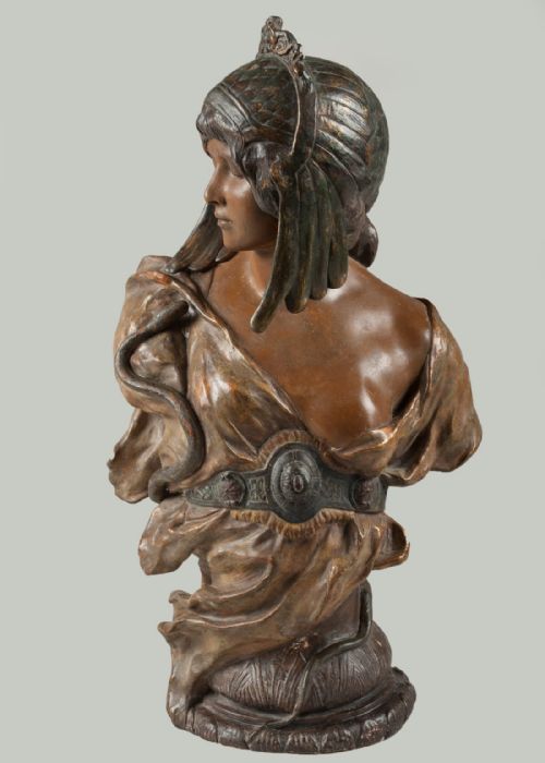 Stunning Art Nouveau Austrian Terracotta Goldscheider Sculpture of Cleopatra