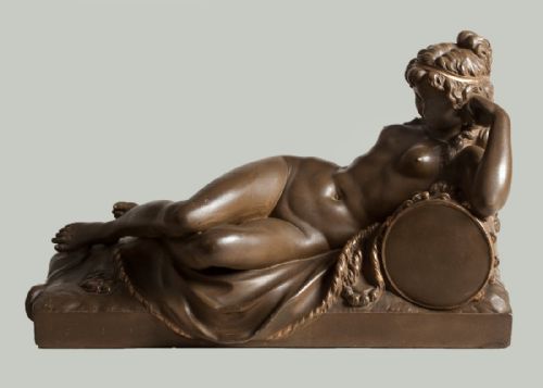 French Terracotta Reclining Nude "Resting Girl" After a Model by Clodion.
