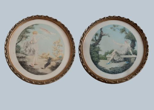 Pair of French Boudoir Art Lithographs