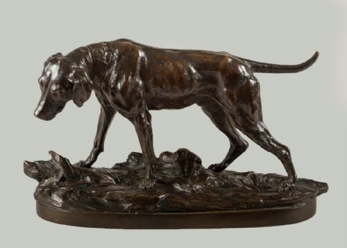 19th Century French Bronze Sculpture of a Dog by the French Artist E.drouot