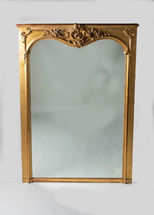 Late 19th Century Large French Gilt Overmantle Mirror