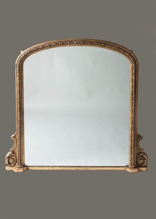 19th Century English Gilt Arch Top Overmantle Mirror