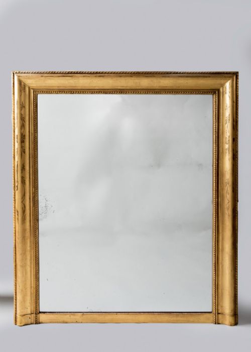 Late 19th Century French Etched Gilt Overmantle Mirror