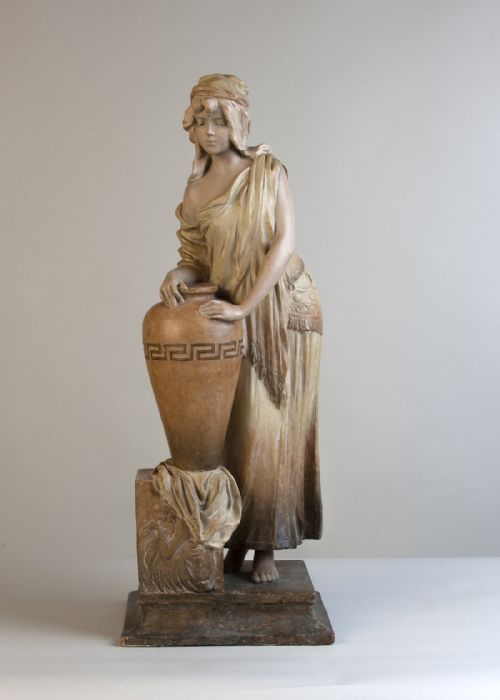 French Terracotta Sculpture of a Female Water Carrier.