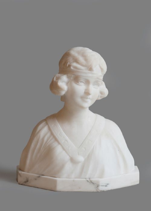 French Carved Alabaster Sculpture of a Female by G.v.vaerenbergh