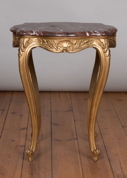 French Gilt Occasional Table with a Rouge Marble