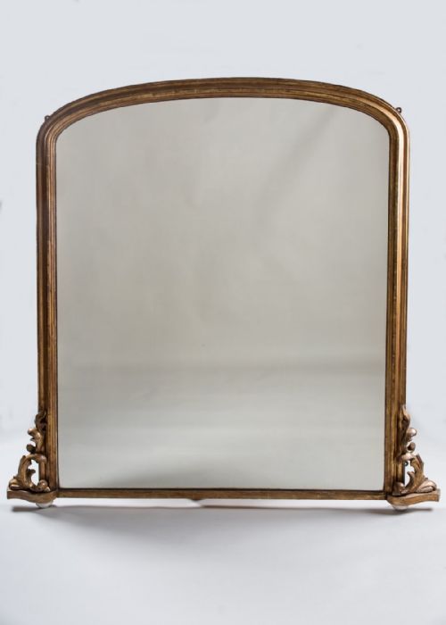 Late 19th Century English Gilt Arch Top Overmantle Mirror