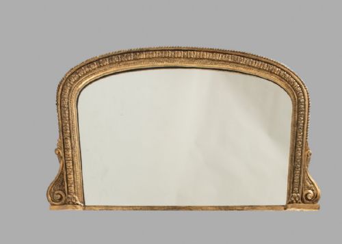 19th Century English Gilt Arch Top Overmantle Mirror