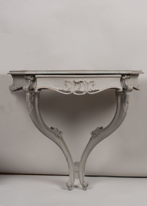 Pair of French Carved Wood Painted Console Tables