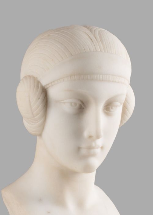 fig 1. Italian Art Deco Carved Carrara Marble Sculpture Of A Female