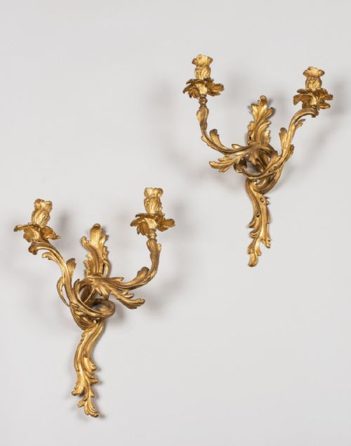 Pair of French Gilt Ormolu Wall Sconces