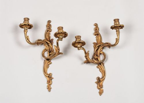 Pair of French Gilt Ormolu Wall Sconces