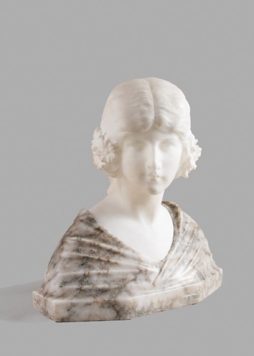 Beautifully Carved Italian Two Tone Alabaster Sculpture, Signed Pugi