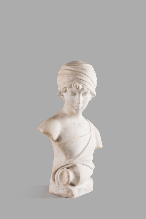 Italian Carved Alabaster Sculpture of a Female, Signed Pittaluga