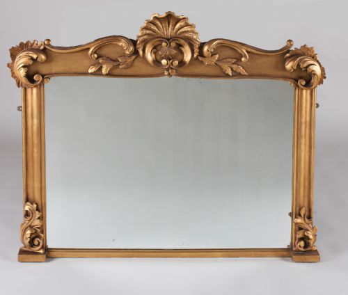 19th Century English Carved Gilt Overmantle Mirror