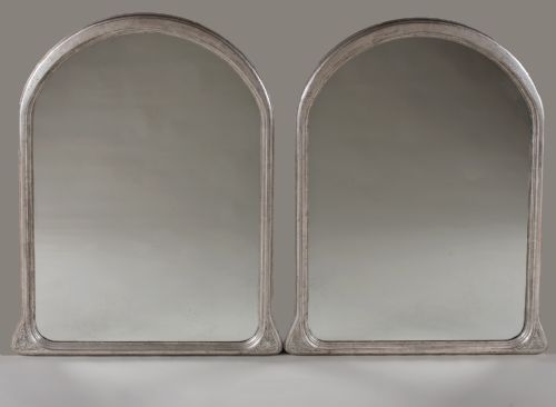 A Pair of Very Unusual French Silvered Art Nouveau Overmantle Mirrors