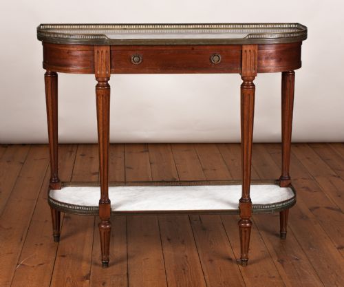 French Mahogany Console Table with a Marble Top.