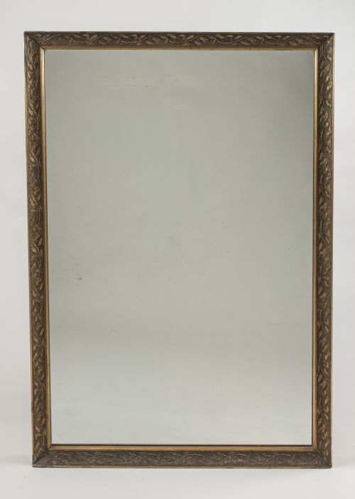 19th Century Large French Gilt Overmantle Mirror with Leaf Decoration.