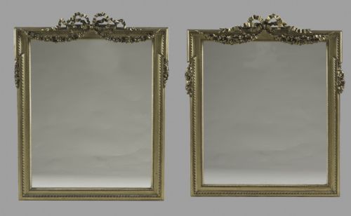 A Near Pair of 19th Century French Louis Xv1 Style Gilt Overmantle Mirrors