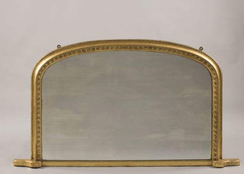 Late 19th Century English Gilt Arch Top Overmantle Mirror