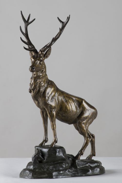 French Spelter Sculpture of a Stag, Signed L.carvin