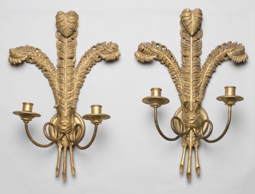 Pair of French Gilt Carved Wood Wall Sconces
