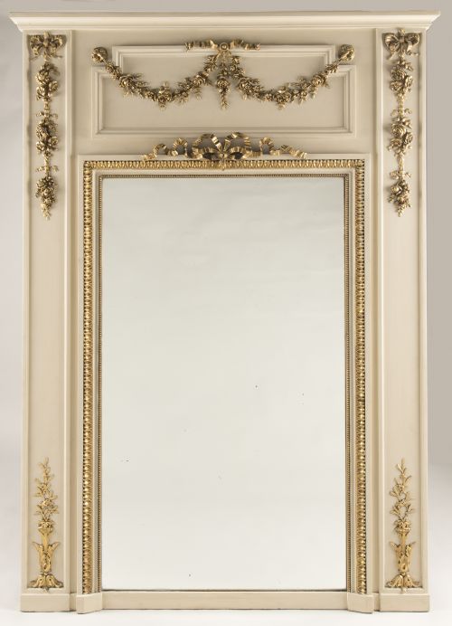 Large 19th Century French Gilt and Painted Overmantle Mirror/trumeau.