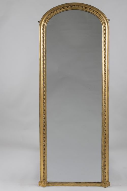 Large 19th Century French Gilt Arch Top Pier/ Overmantle Mirror