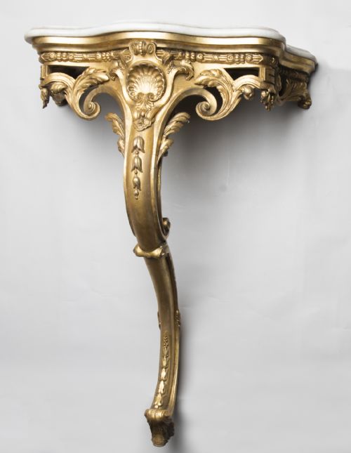 French Gilt Console Table with Carrara Marble Top