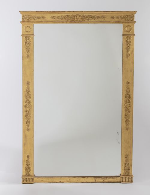 Large 19th Century French Empire Style Gilt Overmantle Mirror