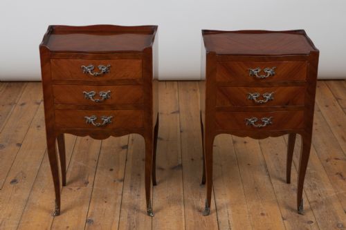 Near Pair of French Walnut Bedside Tables