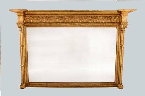 English Victorian Gilt Large Overmantle Mirror