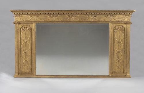 English Victorian Gilt Large Overmantle Mirror