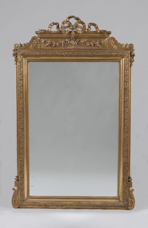 19th Century Large French Decorative Gilt Overmantle Mirror