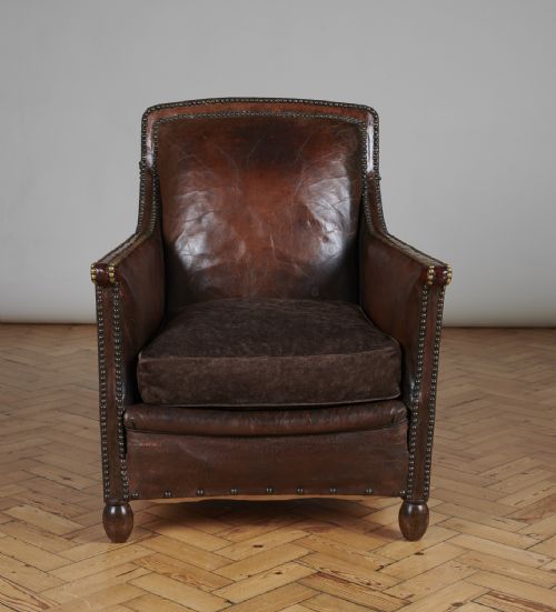 Art Deco Leather Club Armchair