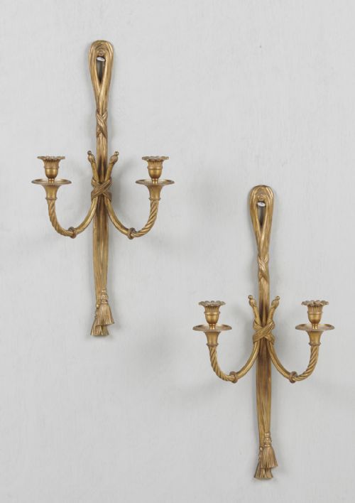 Pair of French Rope and Tassle Brass Wall Sconces
