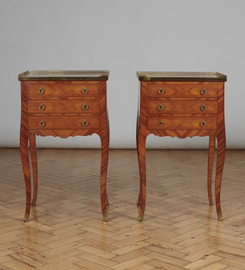 A Pair of Large French Walnut Bedside Cabinets