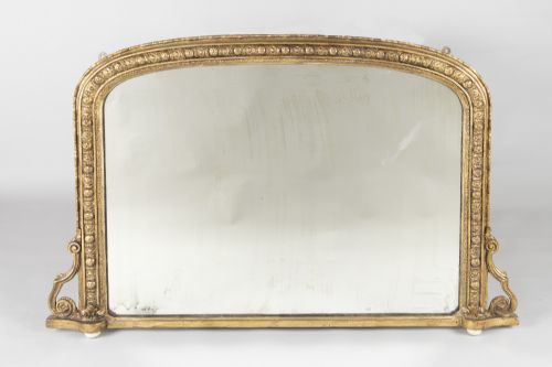 Victorian Gilt Large Arch Top Overmantle Mirror
