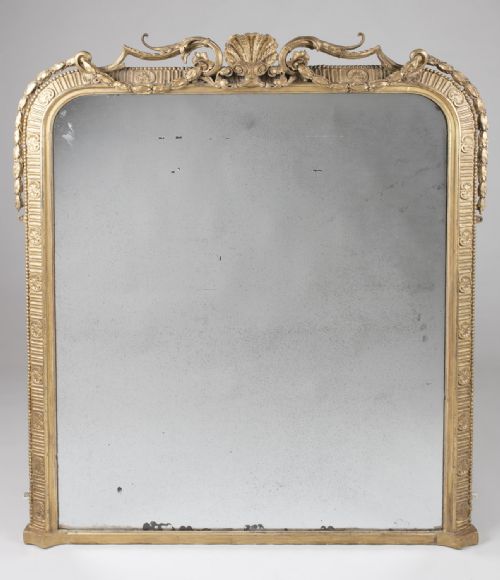 English Victorian Gilt Large Overmantle Mirror