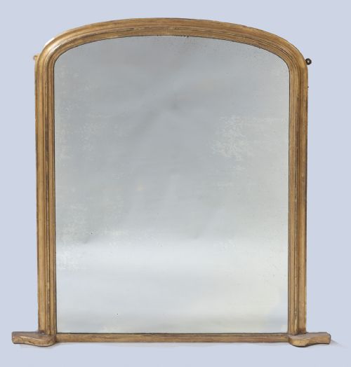 English Victorian Gilt  Arch Top Overmantle Overmantle Mirror