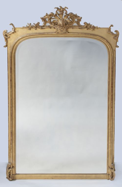 19th Century French Gilt Large Overmantle Mirror