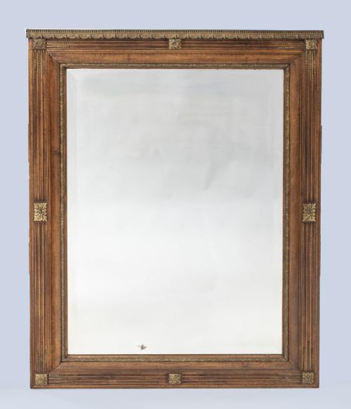 French Walnut and Ormolu Overmantle Mirror.