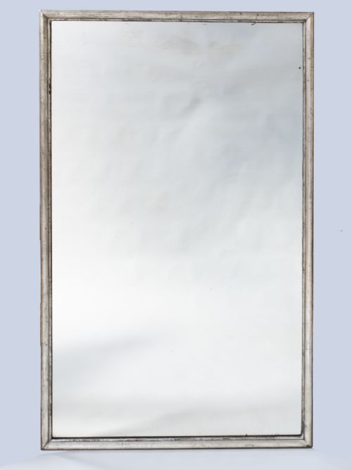 19th Century French Silvered Large Overmantle Mirror