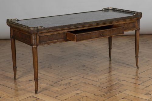 Large French Coffee Table with a Verdi Marble Top