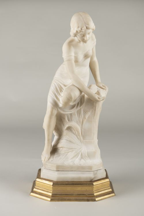 Stunning Italian Carved Alabaster Sculpture of a Female.