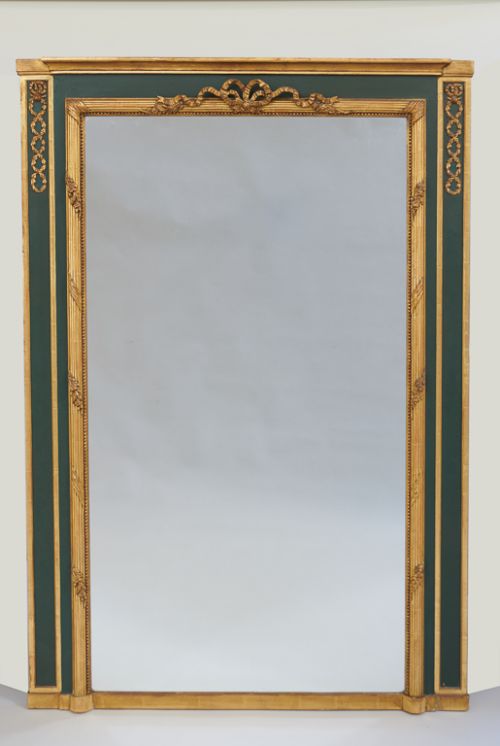 19th Century French Painted and Parcel - Gilt Large Overmantle Mirror