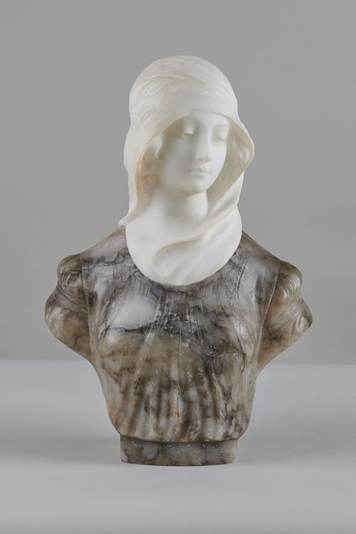 Italian Carved Two Toned Alabaster Large Sculpture by Pugi