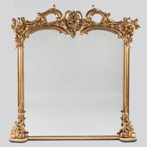 A Stunning 19th Century Large Victorian English Carved Wood Gilt Overmantle Mirror