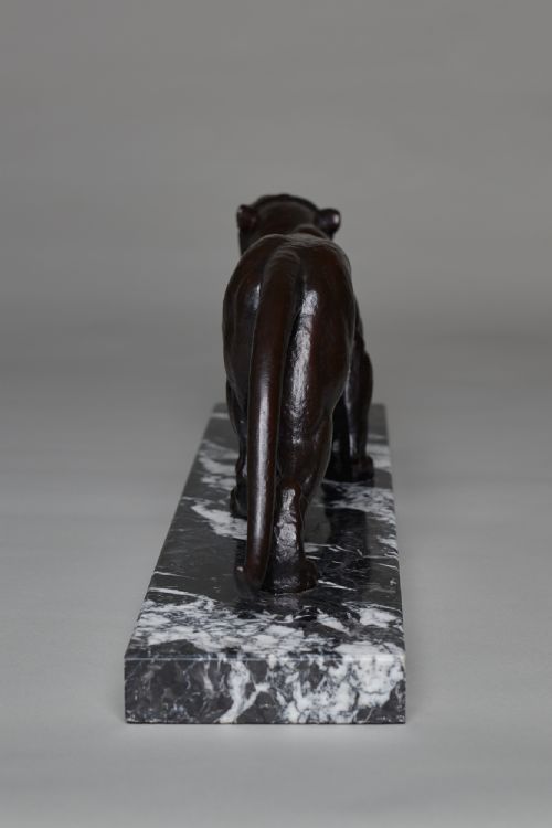 fig 2. A Stunning French Art Deco Sculpture Of A Spelter Panther Set On A Marble Base Signed D.H.Chiparus