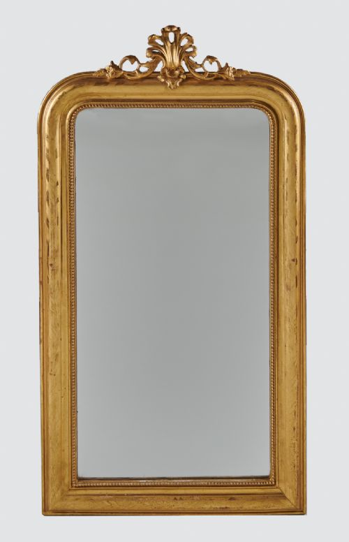 A Really Pretty 19th Century French Etched Gilt Overmantle Mirror